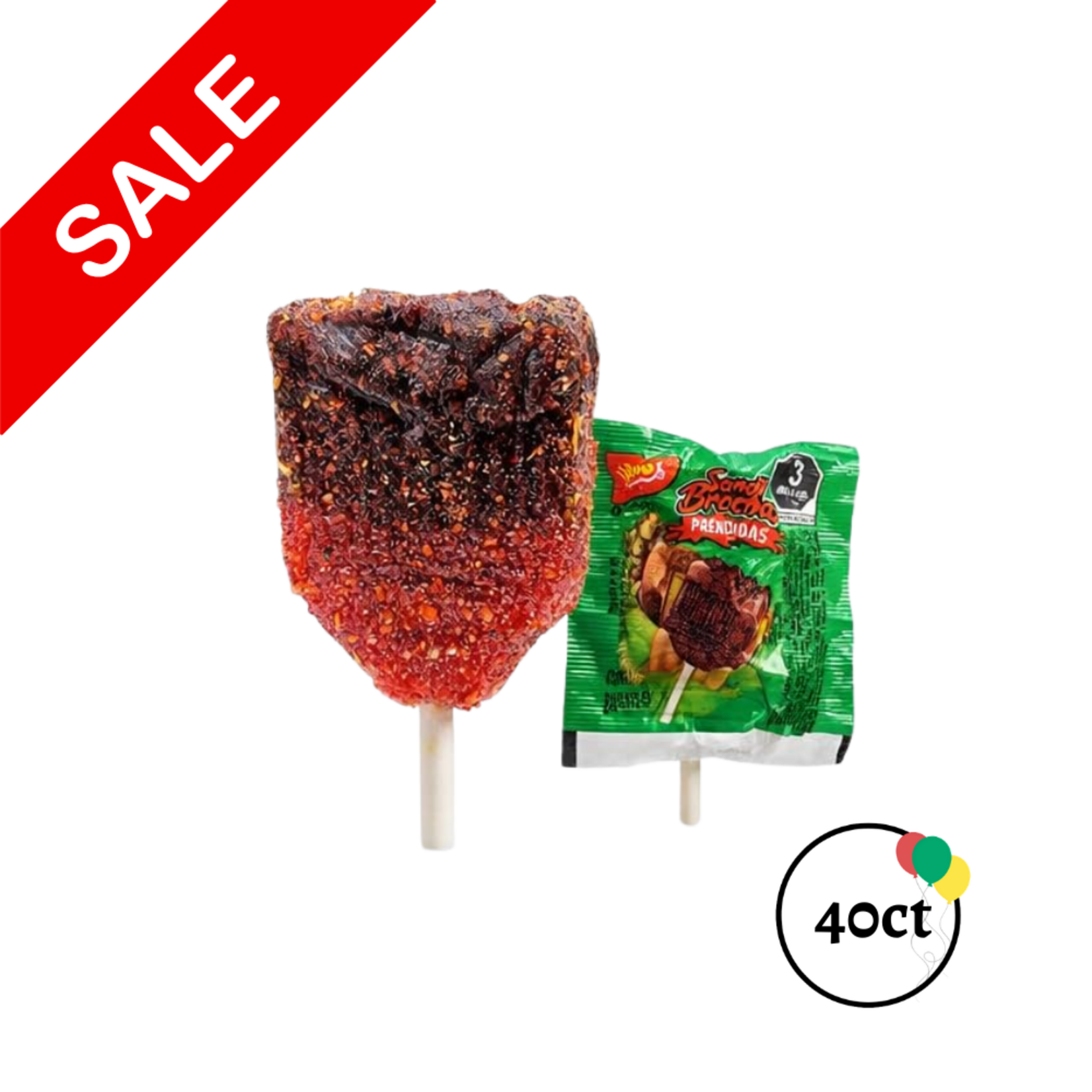 Vero Vero Sandibrocha Prendida Watermelon Lollipops 40 Count Bag - Authentic Mexican Candy