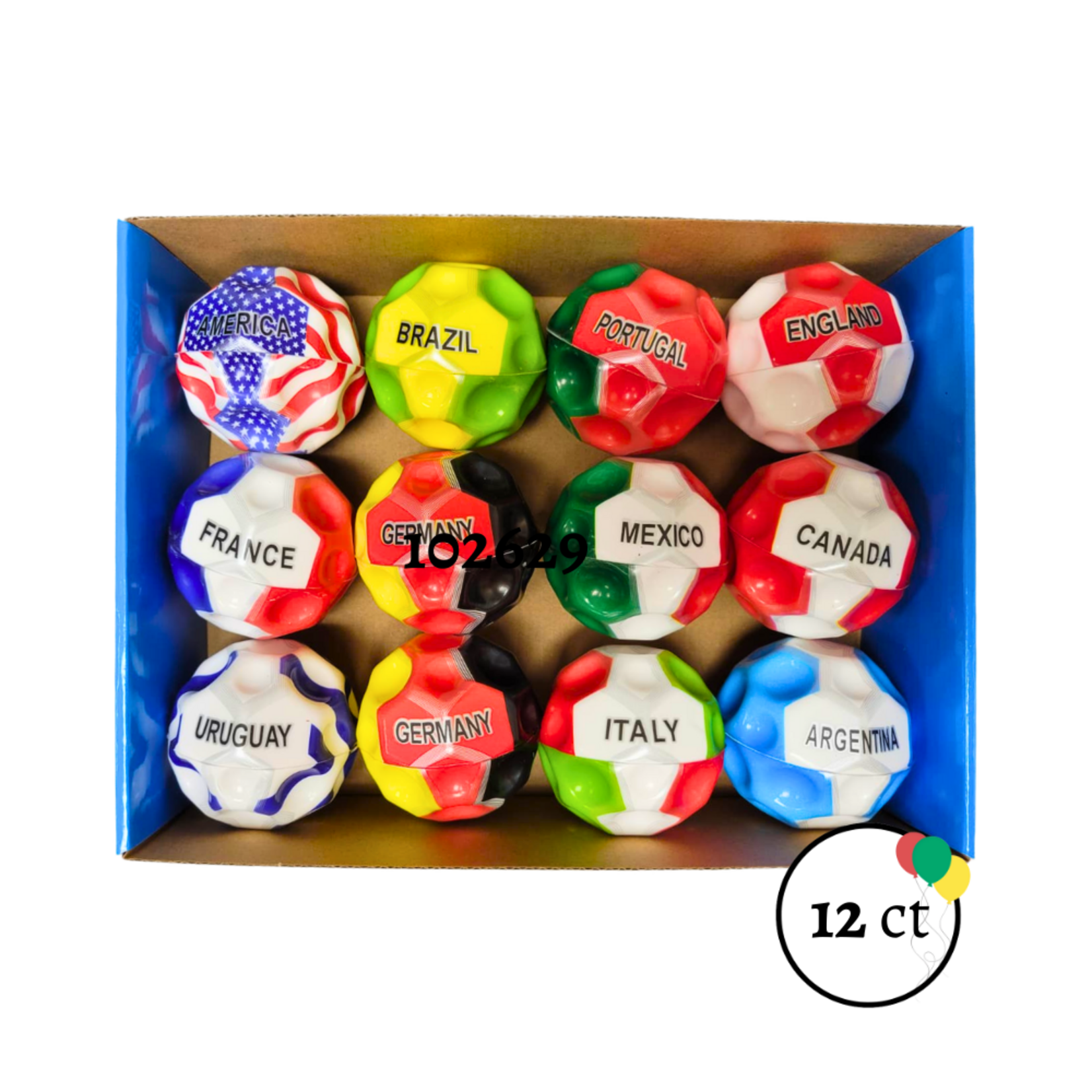 World Countries Bounce Balls 12ct