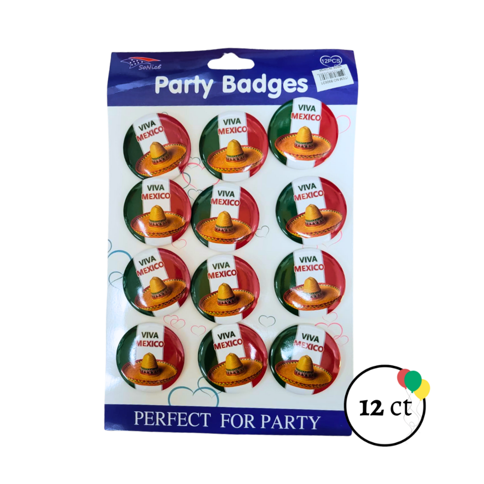 Viva Mexico Party Badges 12ct