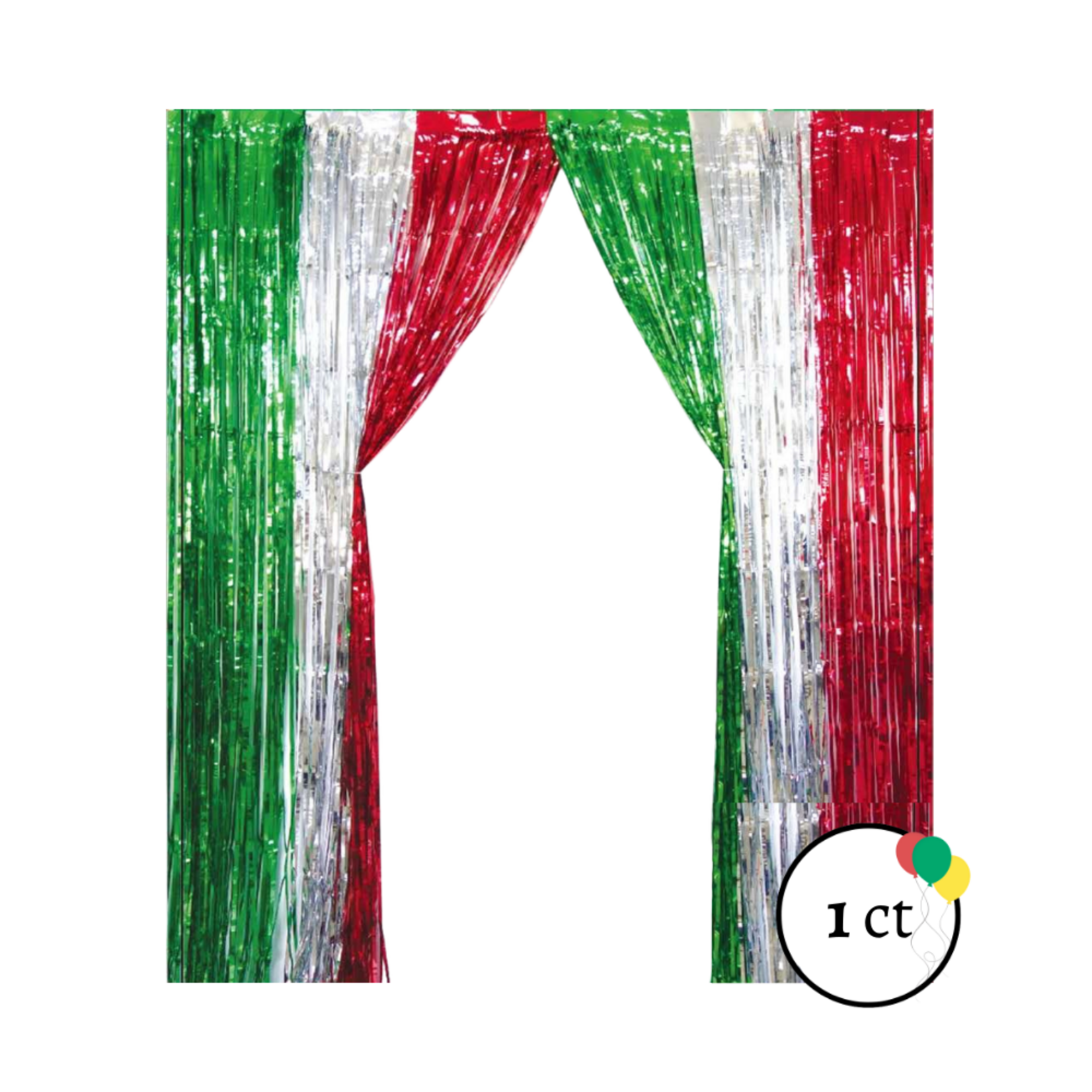 Foil Curtain Red Silver Green