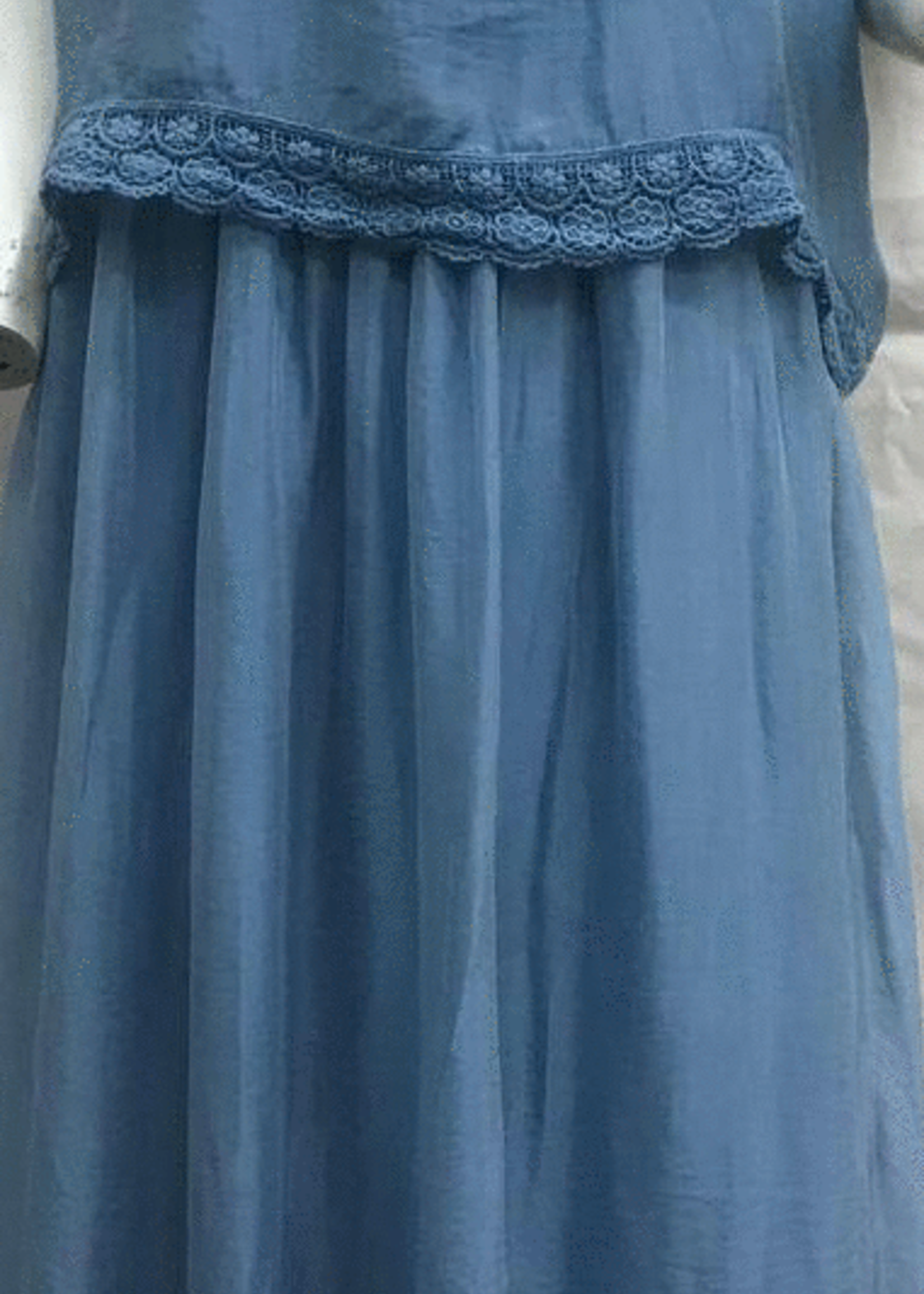 Blue Soft Silk/Lace Kaftan Style Bodice Dress