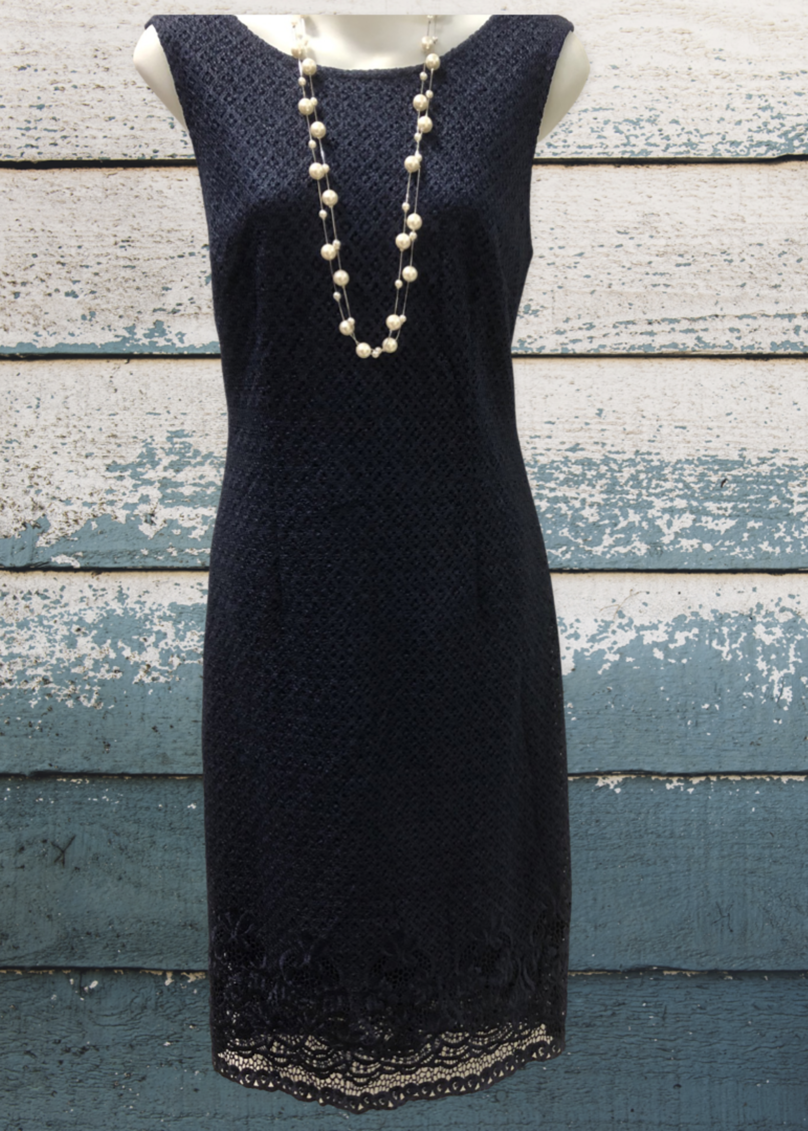 Vivid International Navy Soft Woven Lace, Sleeveless Dress
