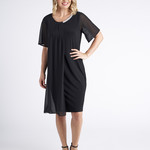 Yes A Dress Black Chiffon Drape Short Sleeve Dress