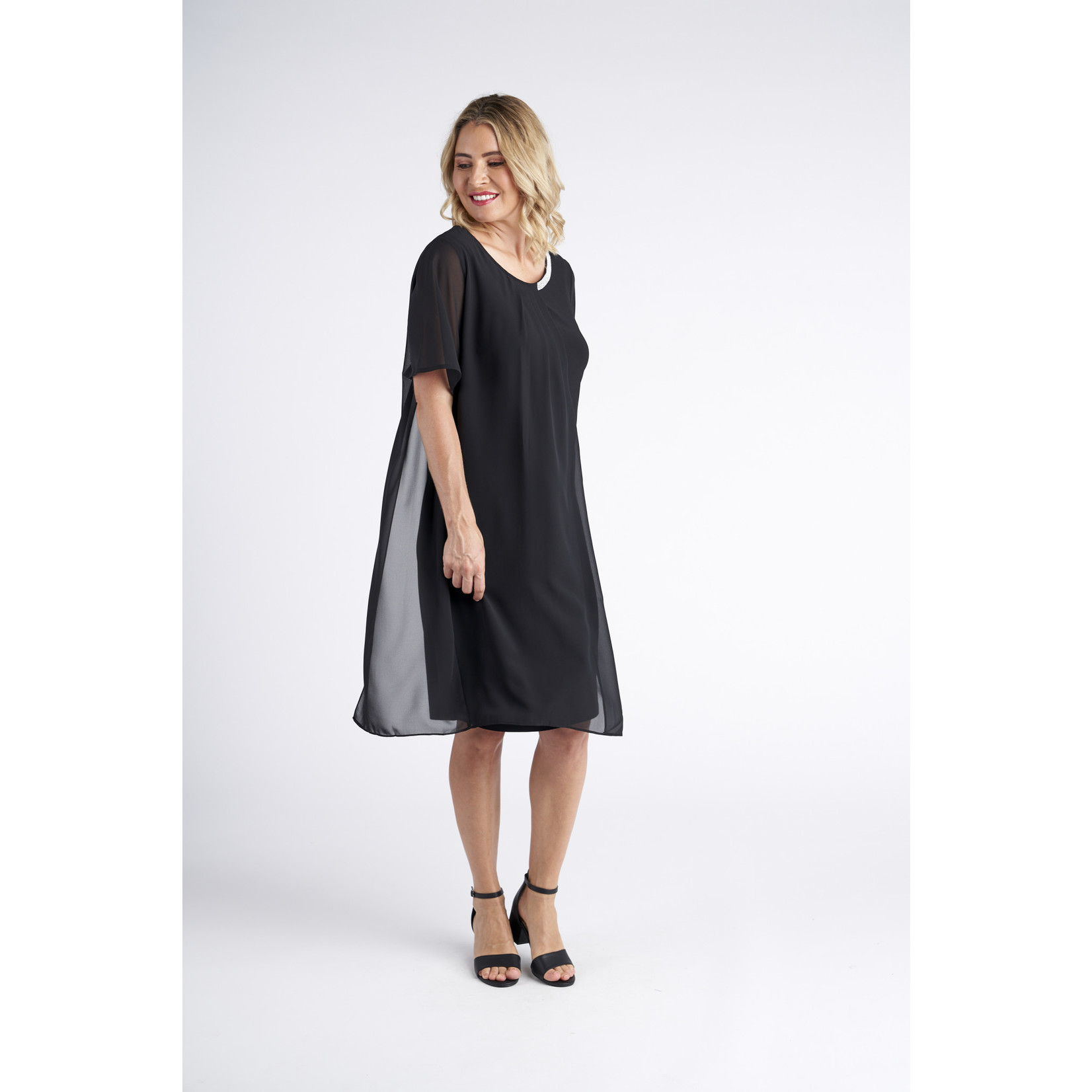 black chiffon swing dress