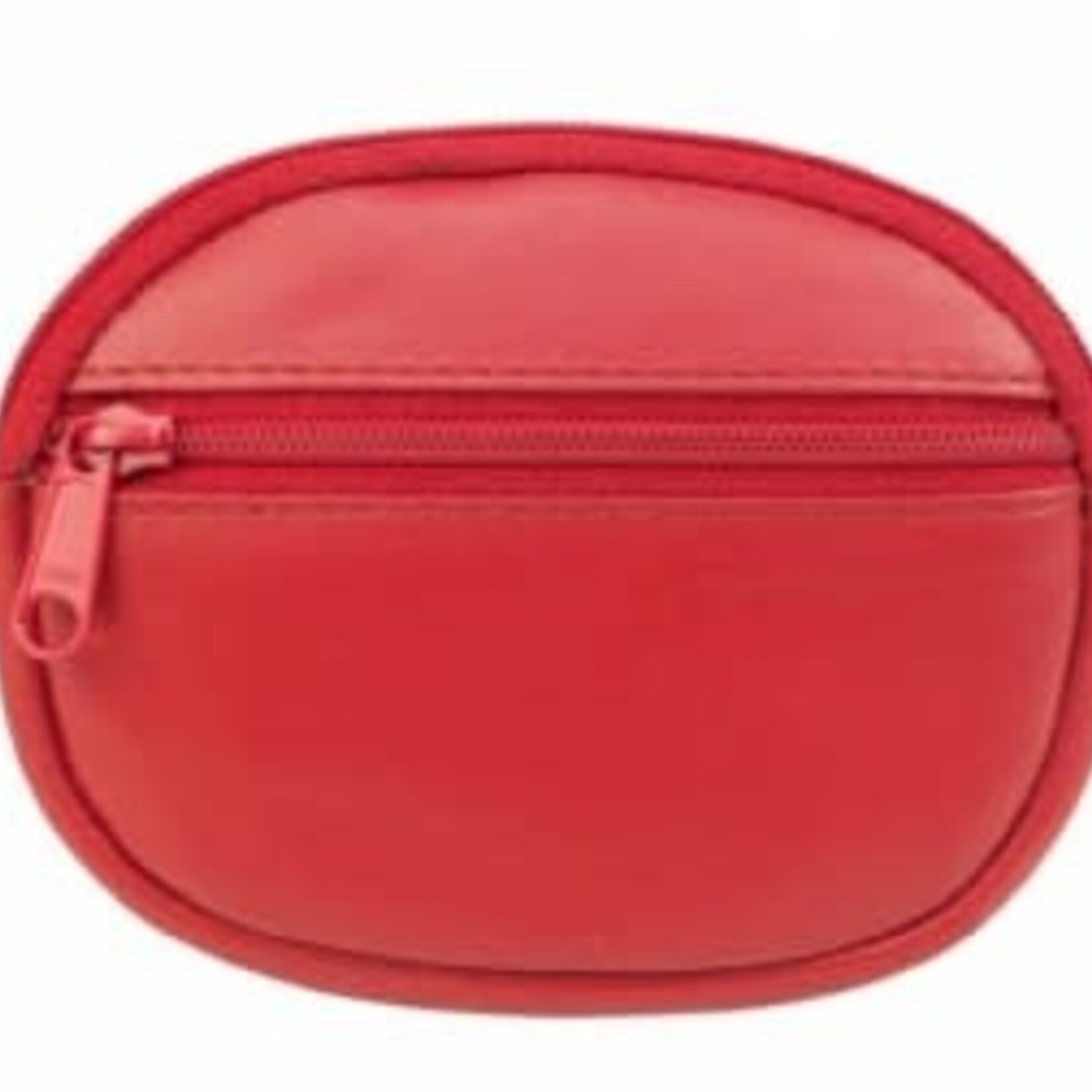 franco bonini red small oval leather coin purse