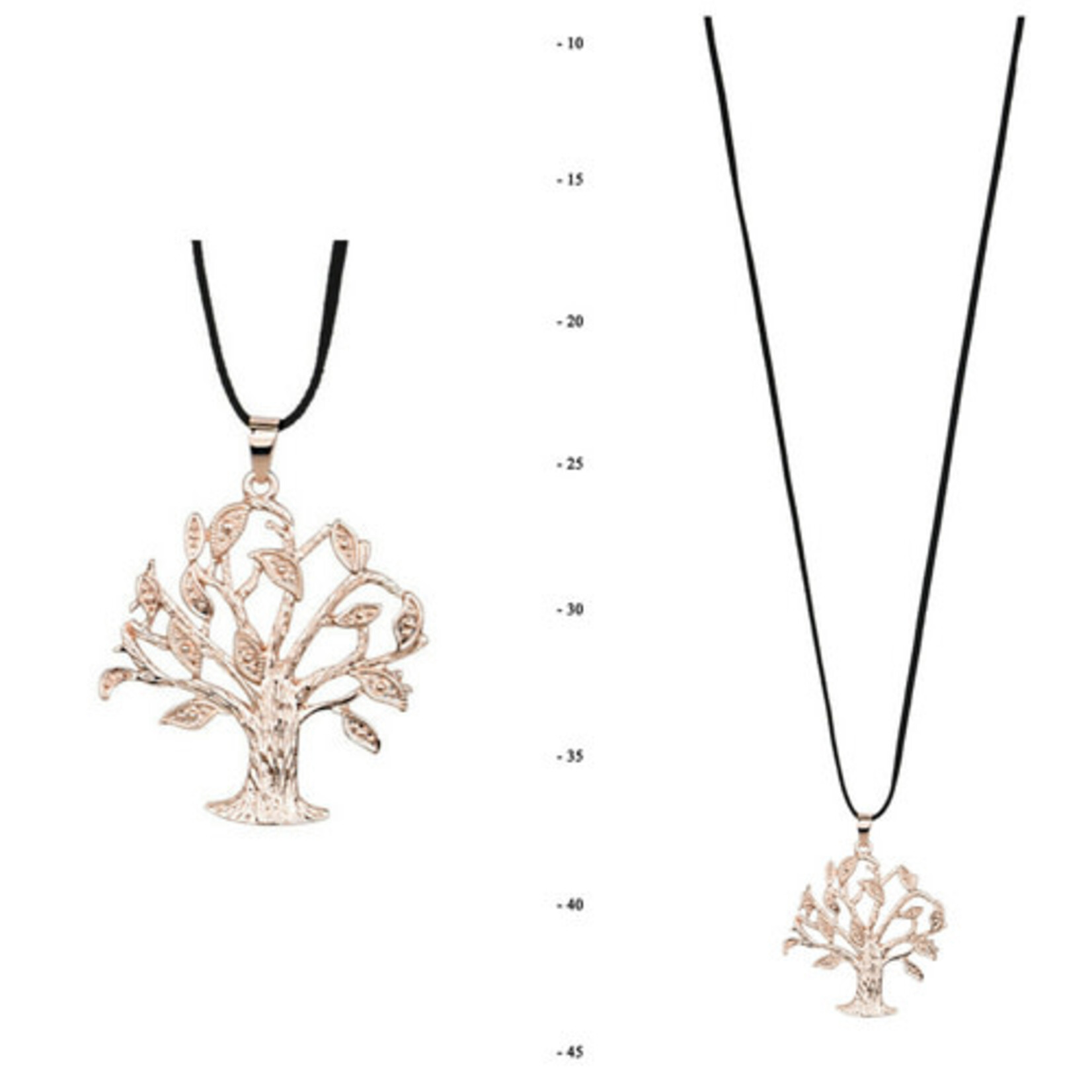 Taylor Hill Rose Gold Tree of Life Leather Necklace