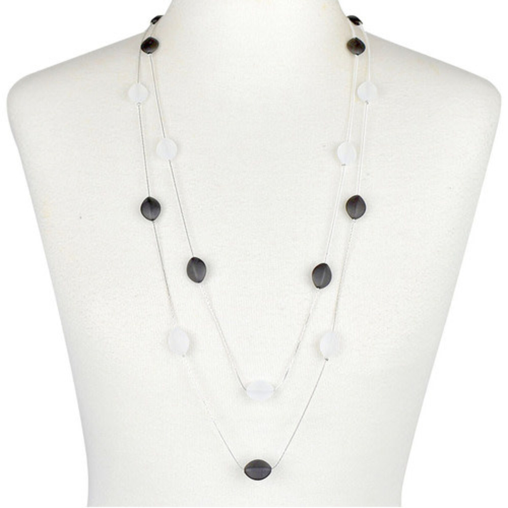 Taylor Hill Black & White Glass Beaded Necklace