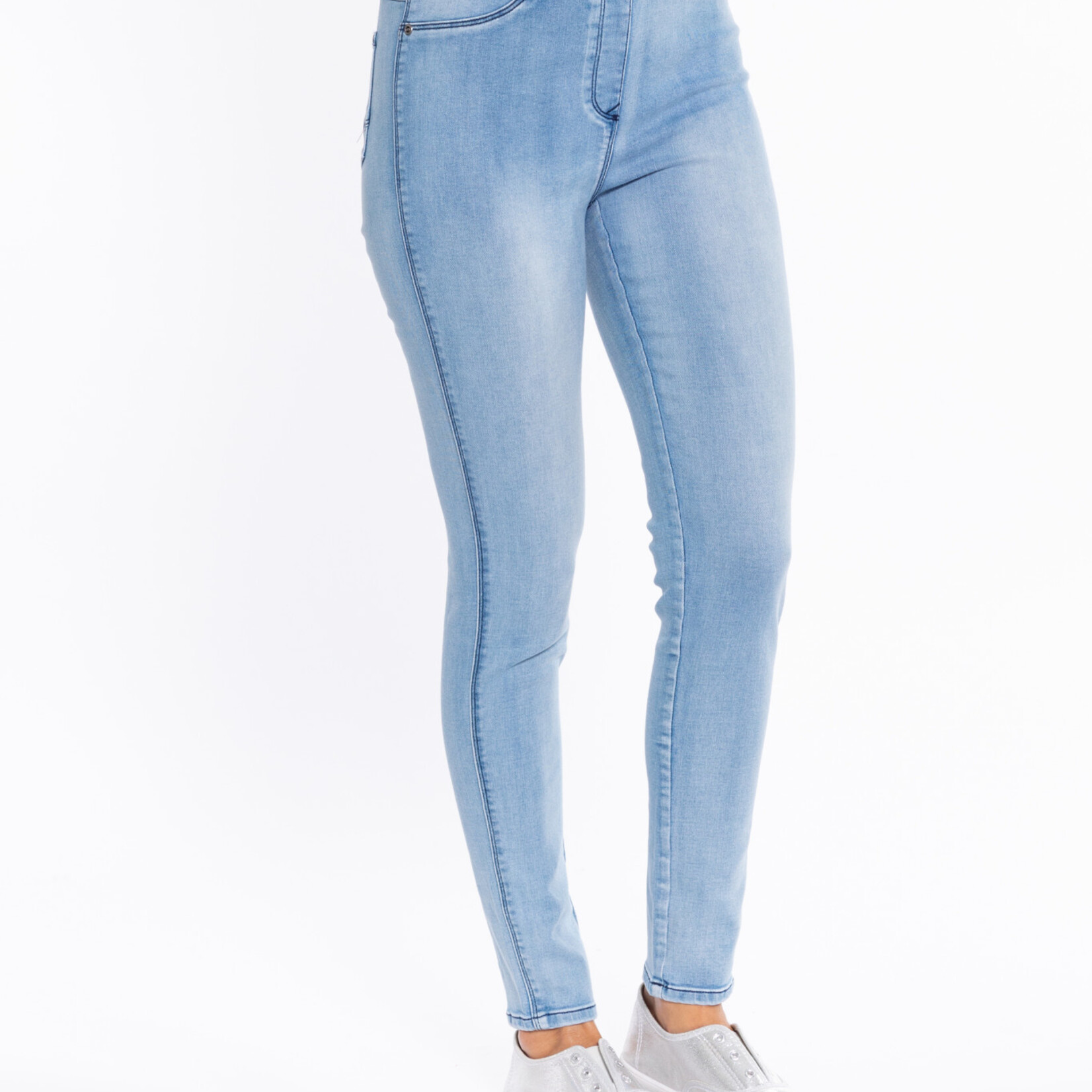 Cafe Latte Light Denim Cotton Fitted Leg Jeggings