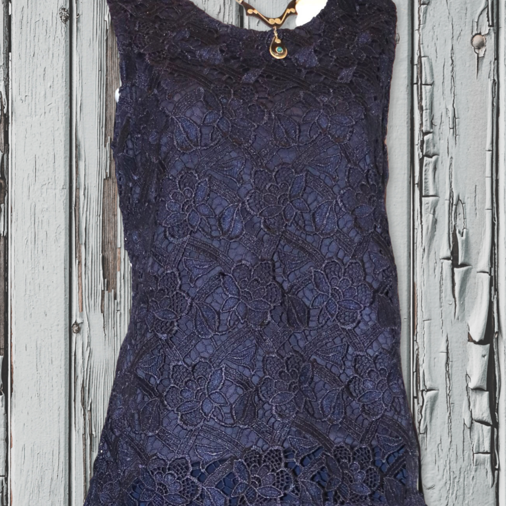 Yes A Dress Navy Lace with Side Zip Camisole