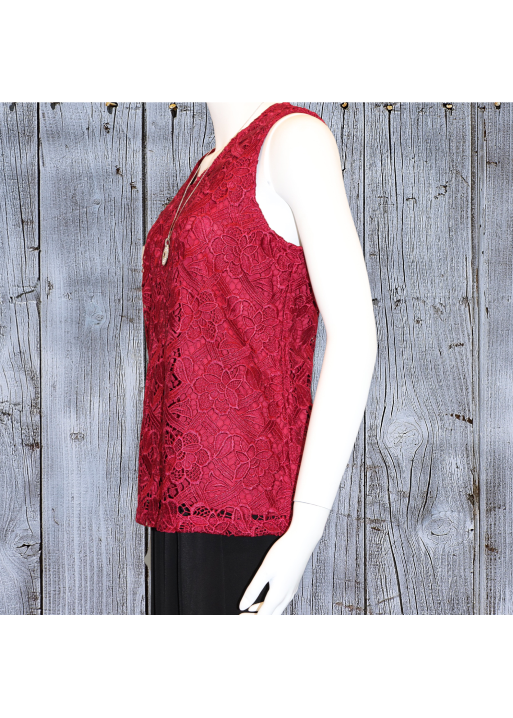 Vivid International Burgundy Lace Camisole with Side Zip