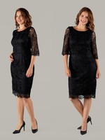Yes A Dress Black Scalloped Lace 3/4 Sleeve Dress