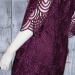 Yes A Dress Plum Scalloped Lace 3/4 Sleeve Dress