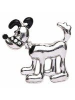 Zizu Silver & Black with 3x Diamonte Crystal Dog Brooch