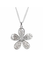 Zizu Silver & Crystal Flower with Long Necklace