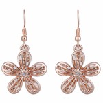 Zizu Rose Gold & Crystal Flower Dangle Earrings