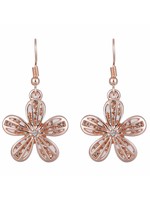 Zizu Rose Gold & Crystal Flower Dangle Earrings