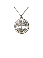 Zizu Pewter Tree of Life Pendant on Long Necklace