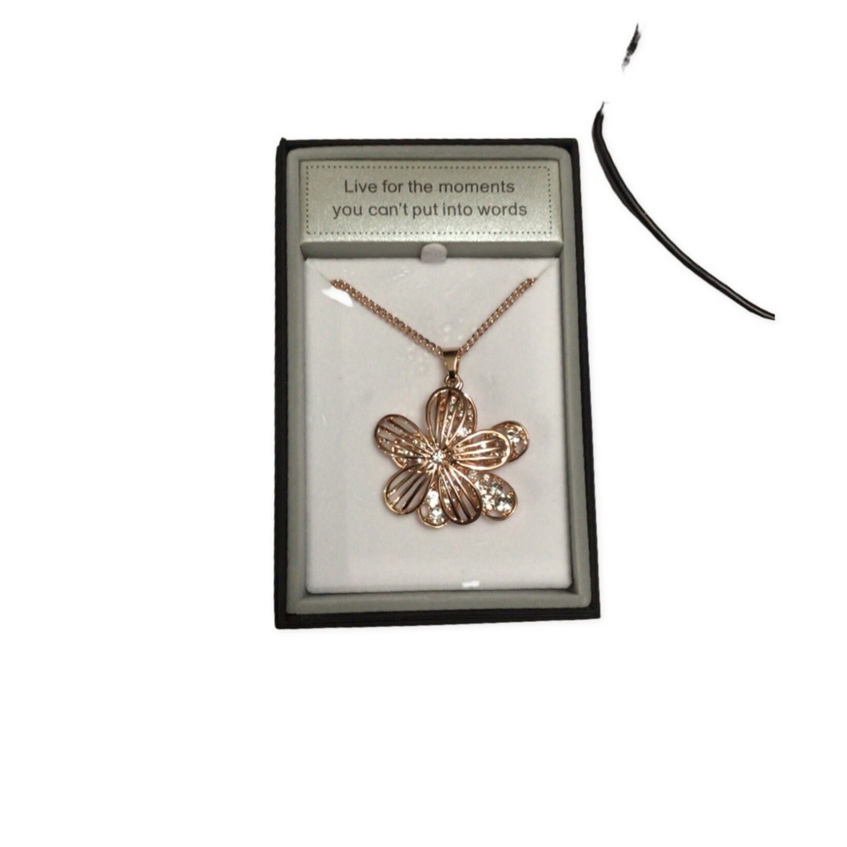 Zizu Rose Gold Flower Crystal Disc Long Necklace