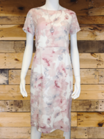 Yes A Dress Pale Pink Floral Print Short Sleeve A Line Dress