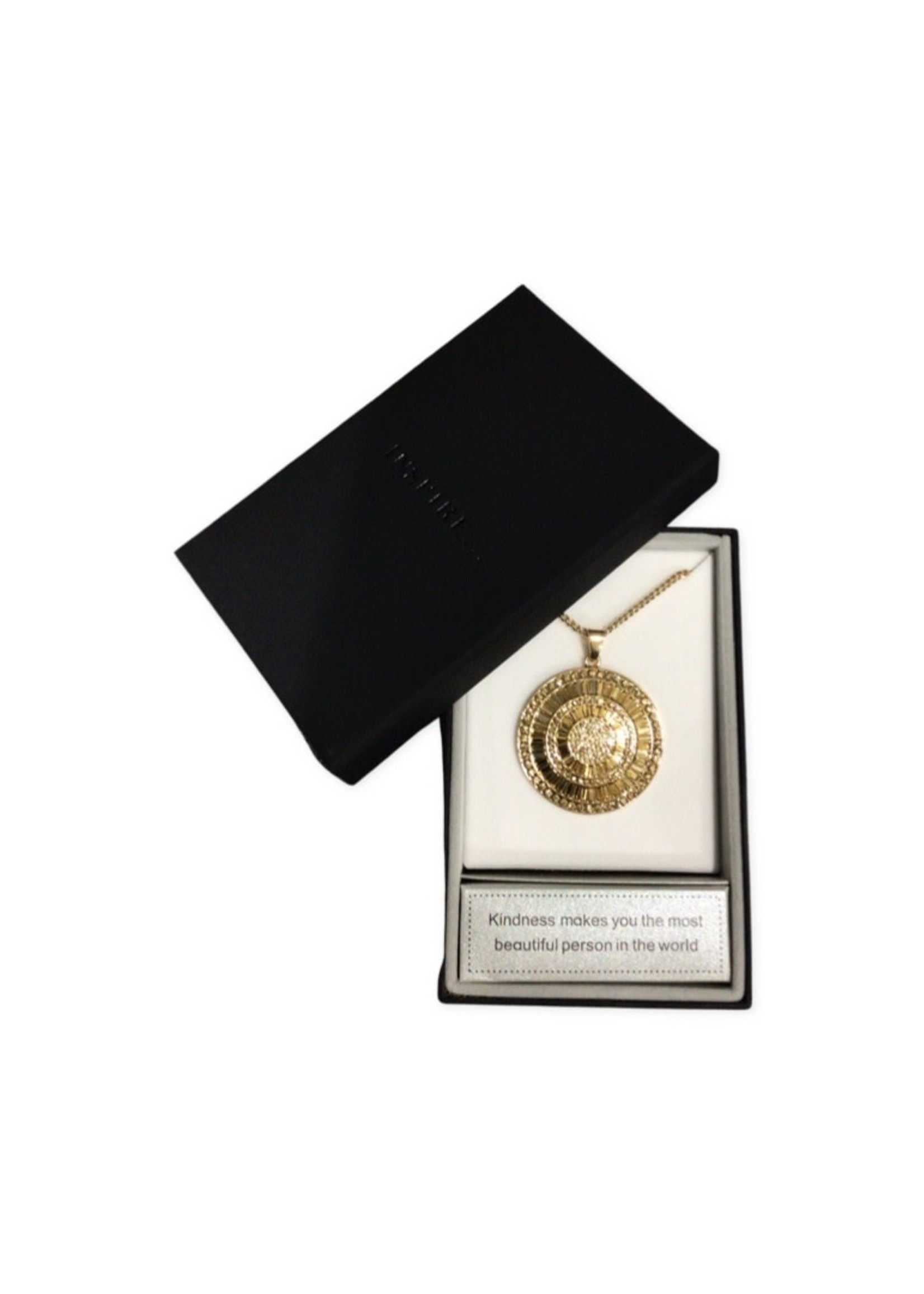 Zizu Gold & Diamonte Large Disc Necklace