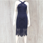 Style State Navy Lace Crossover Front Dress