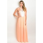 Peach & White Lace bodice Formal Dress