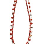 S.S Jewellery Coral & Red with Silver 2 Strand Necklace