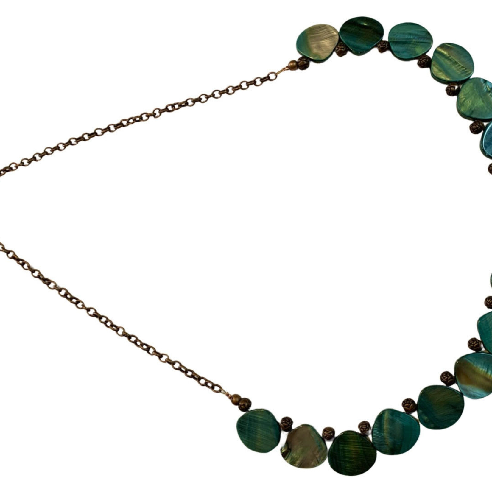 S.S Jewellery Teal Blue Shell & Copper Necklace