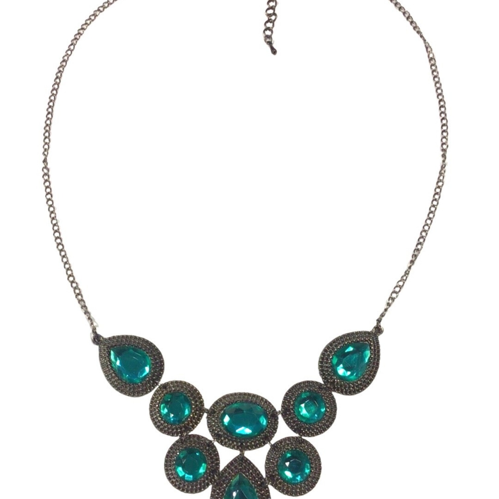 S.S Jewellery Aqua Crystal & Gunmetal Grey Necklace