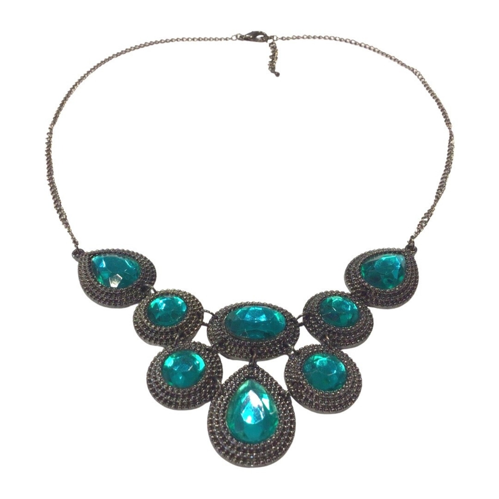 S.S Jewellery Aqua Crystal & Gunmetal Grey Necklace