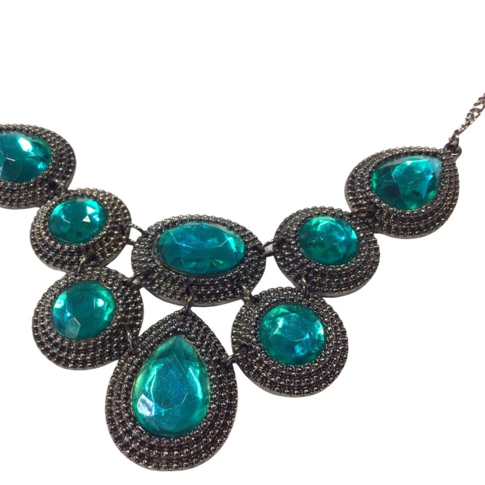 S.S Jewellery Aqua Crystal & Gunmetal Grey Necklace