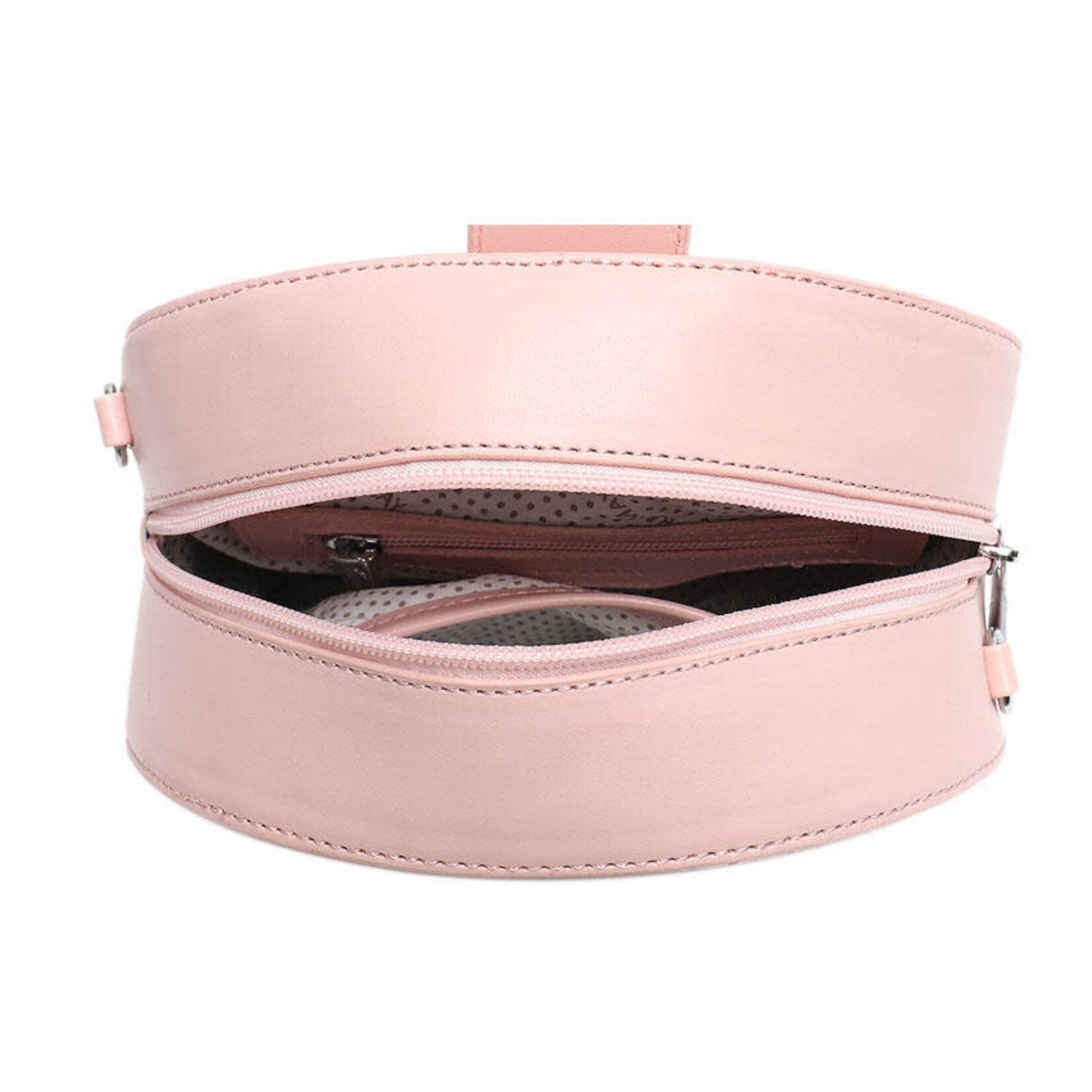 Annucci Leather Soft Pink Agni Round Handbag