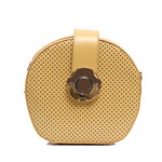 Annucci Leather Mustard Yellow Agni Round Handbag