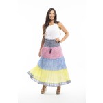 Orientique Colours Tiered Simple Print Long Skirt