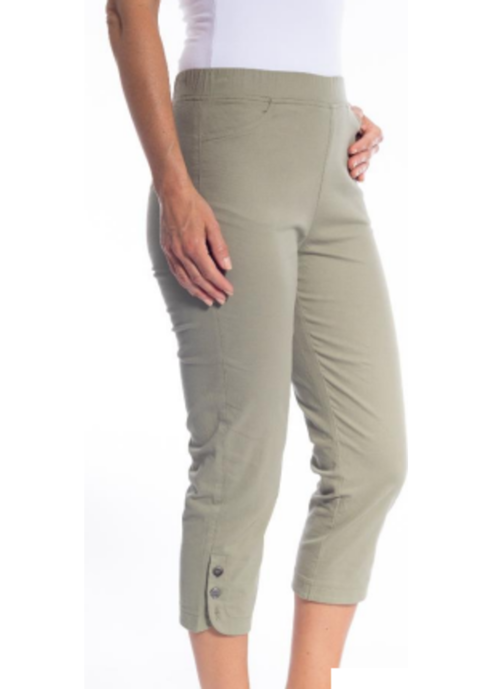 Khaki Side Hemline 3/4 Pants - Plus One Fashion