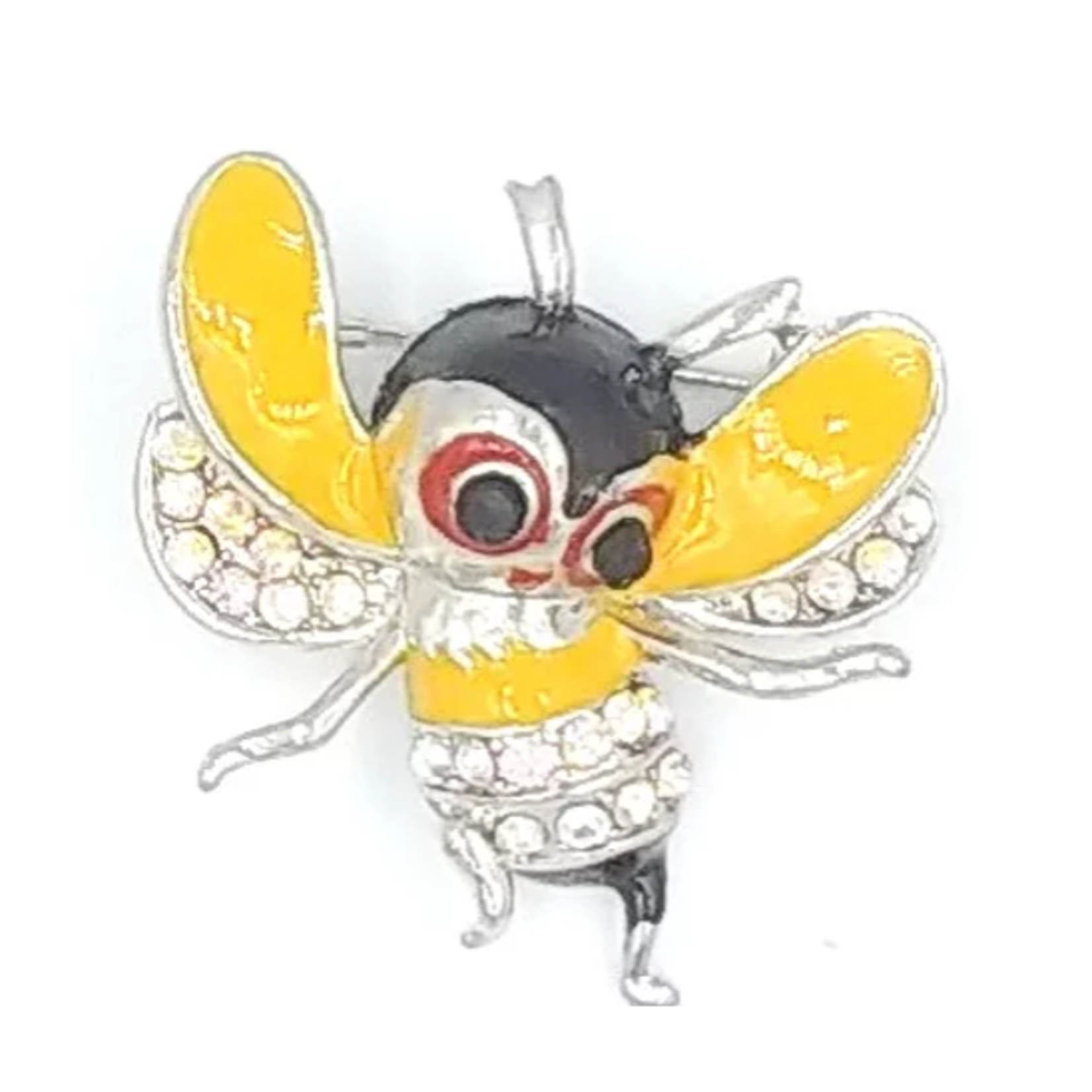 Silk Road Yellow & Silver Small Bumble Bee Brooch