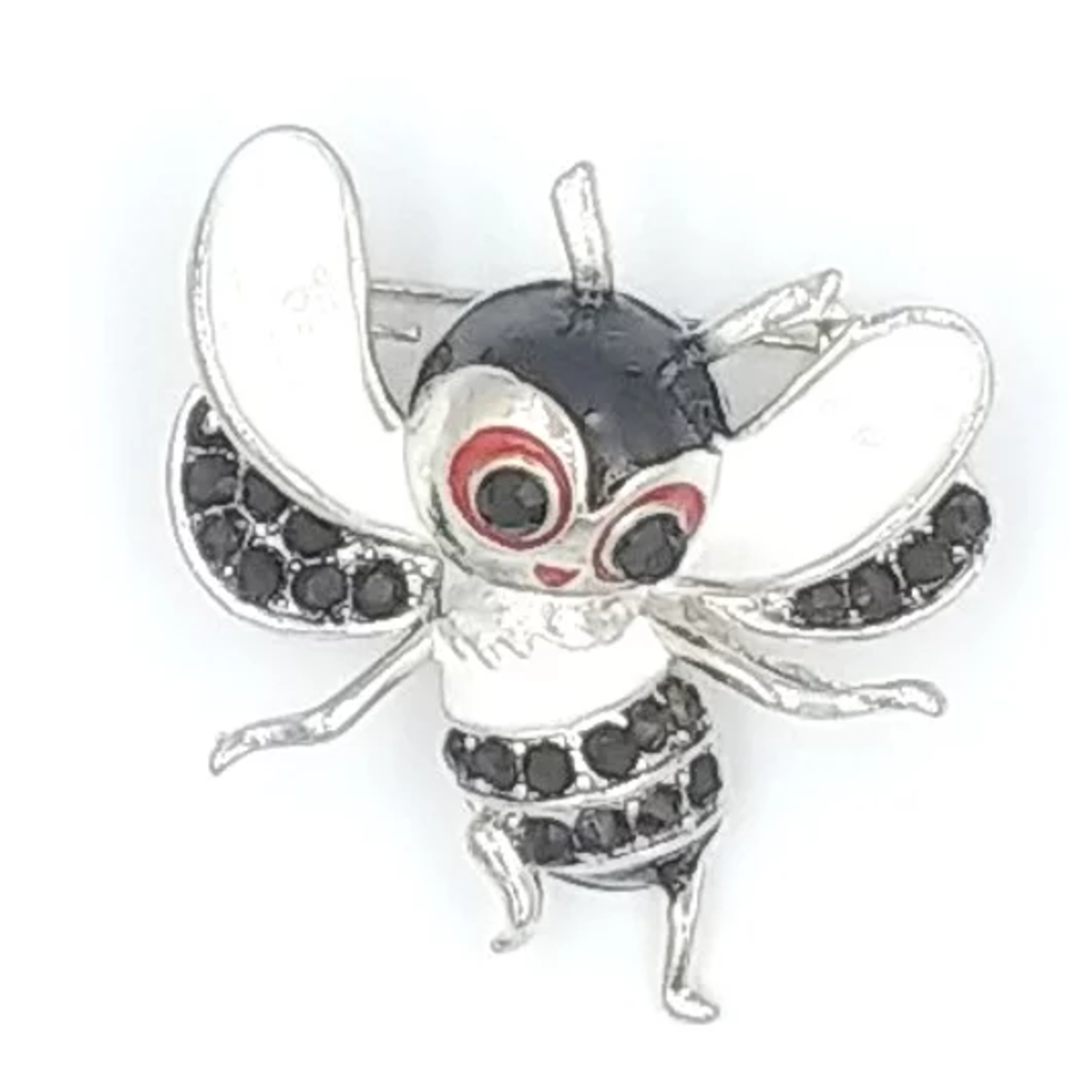 Silk Road Black & White Small Bumble Bee Brooch
