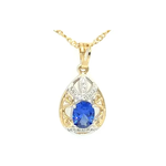 Silk Road Blue Drop CZ Pendant 40cm Gold Necklace