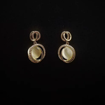 Silk Road Cream Stone Double Gold Ring Earrings