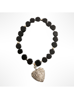 Sonia Smith Jewellery Black Beaded with Heart Token Bracelet
