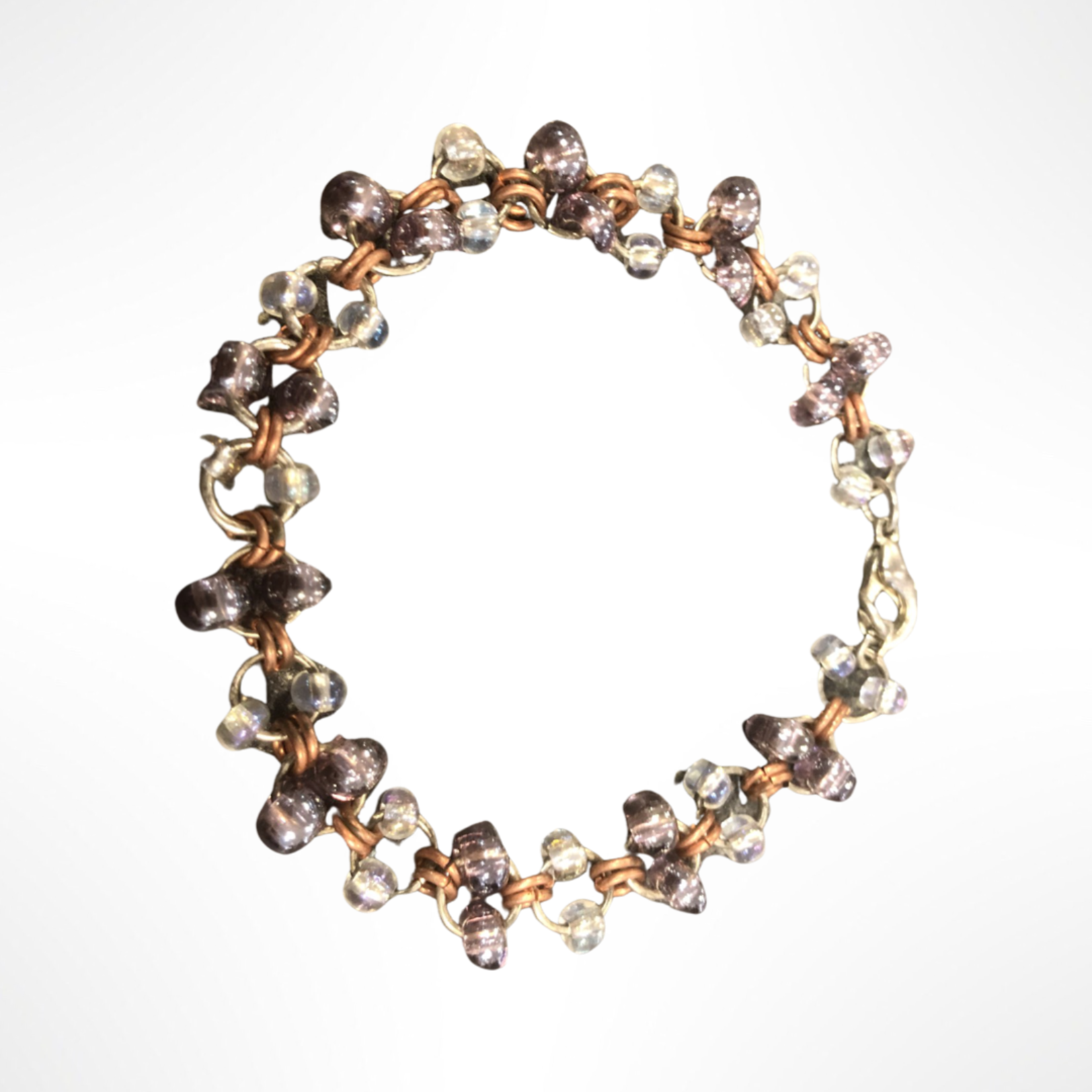Sonia Smith Jewellery Clear Beaded with Brass Link Bracelet
