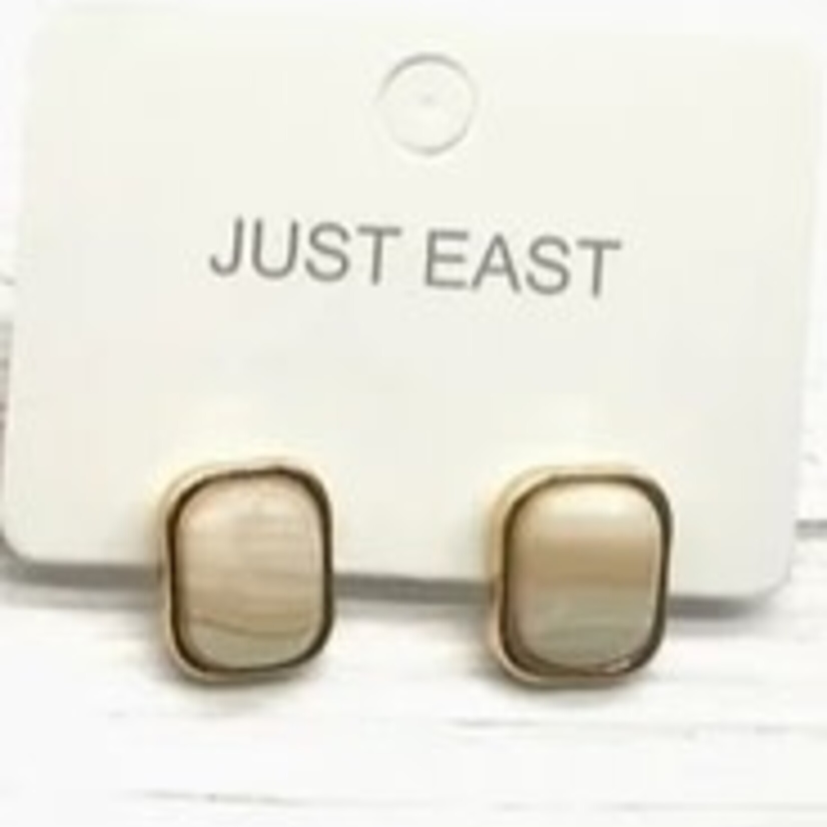 Just East Cream Oblong Stone Earring