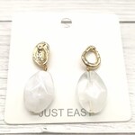 Just East White Opaque & Gold Drop Earrings