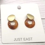 Just East Brown & Gold Small Hoop Resin Earring