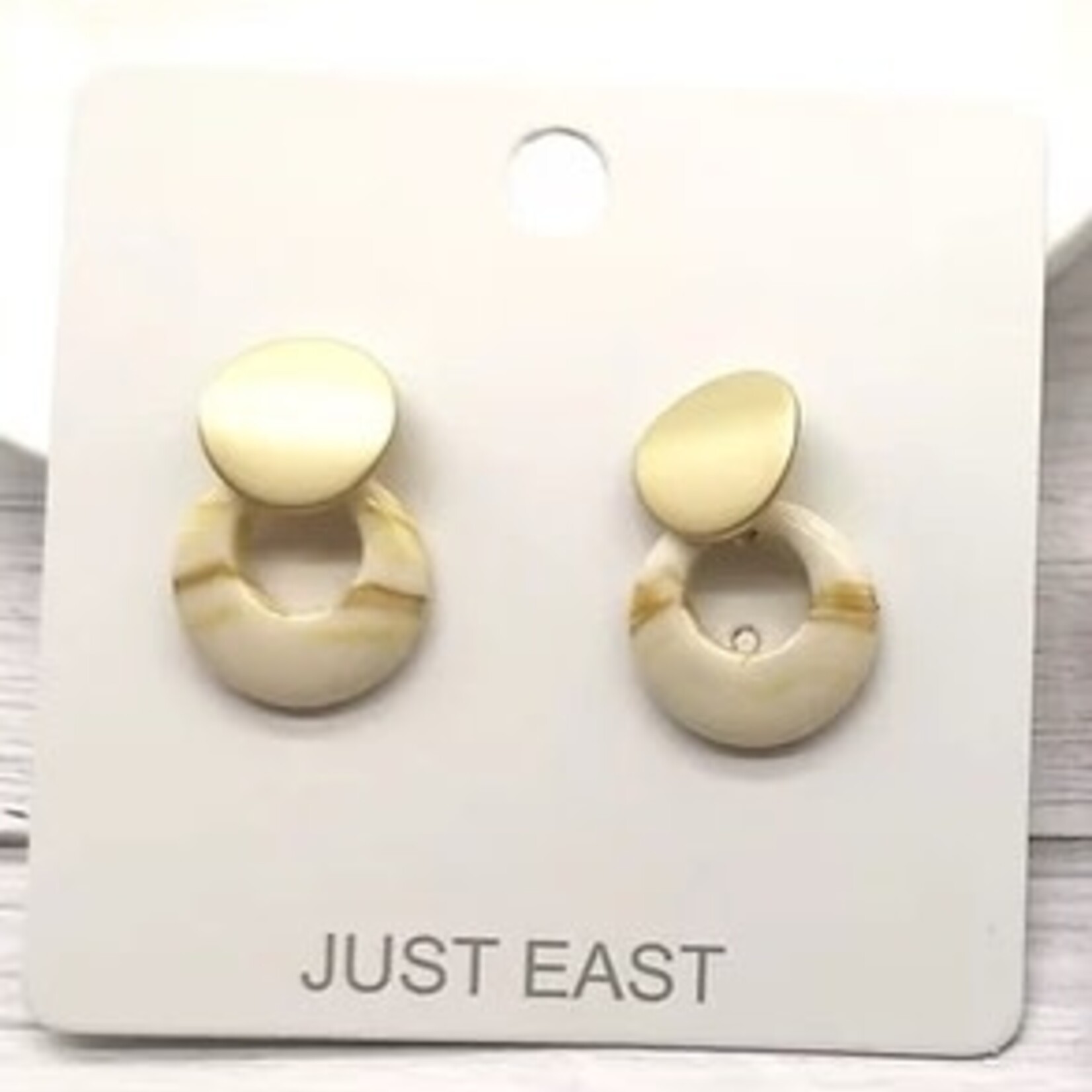 Just East Cream & Gold Small Hoop Resin Earring