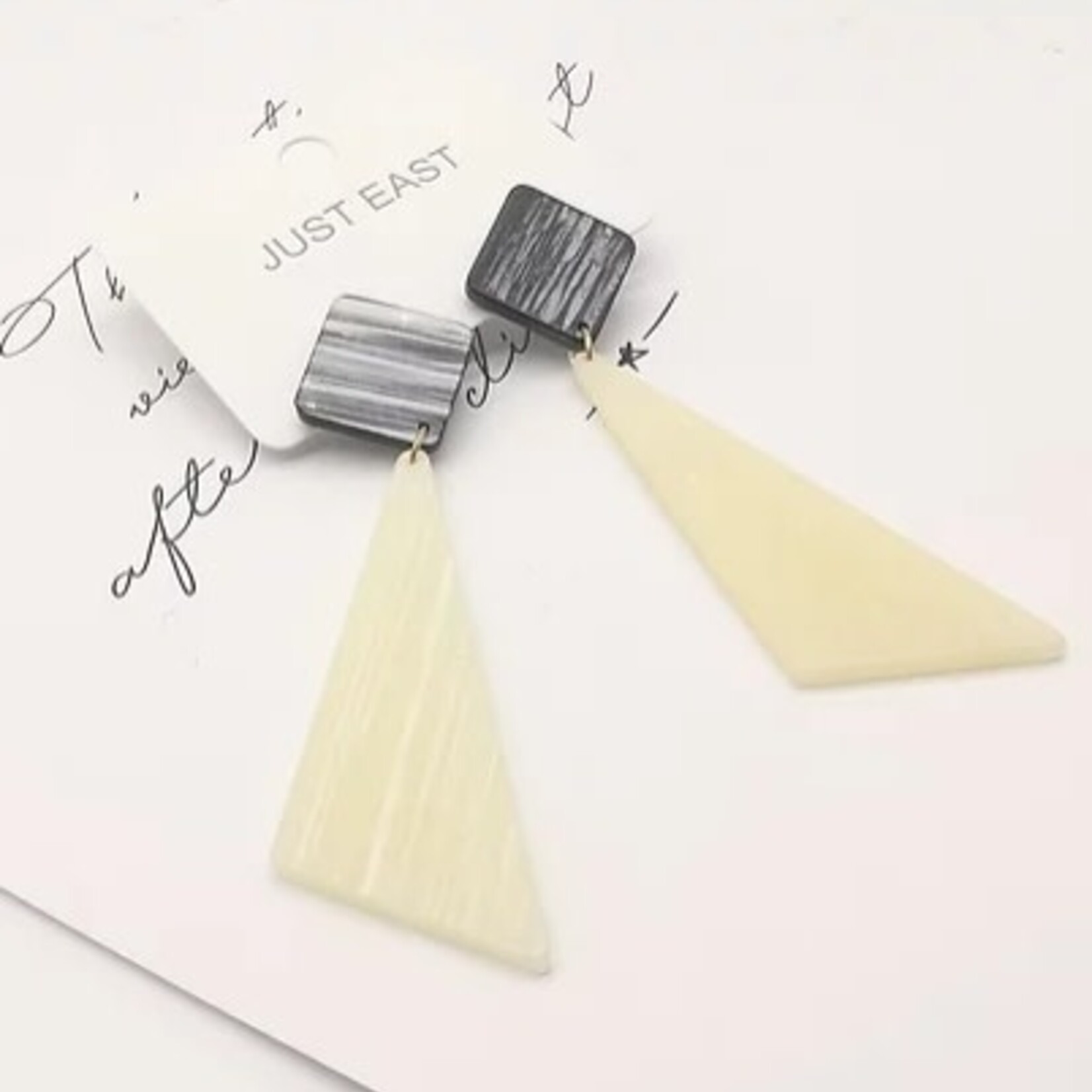 Just East Cream & Grey Resin Triangle Earring