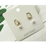 Just East Cream Square w/Drop Ball Earring