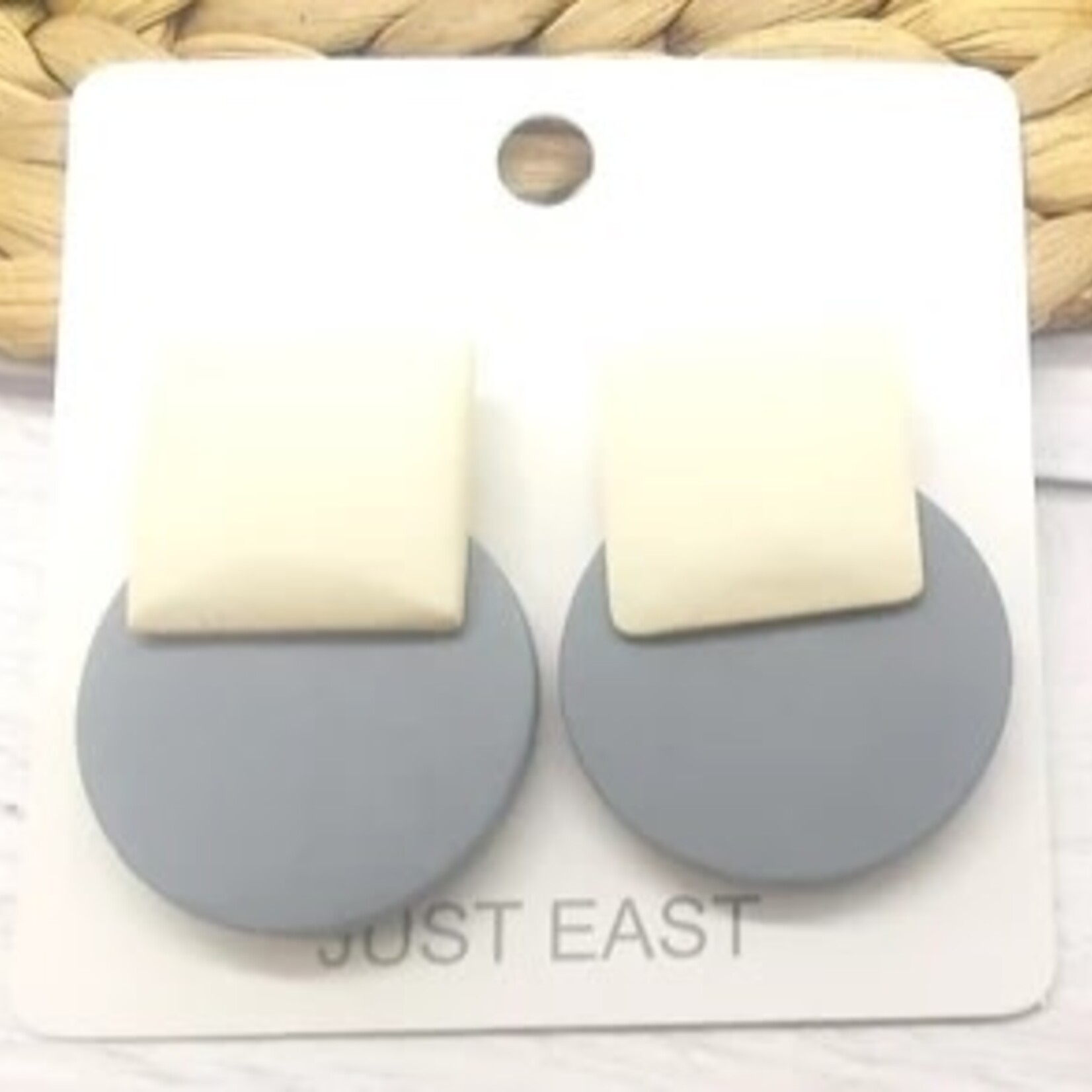 Just East Grey & White Wooden Earrings