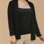 Cherrylane Black & Beige Sequin Tank With Cardigan