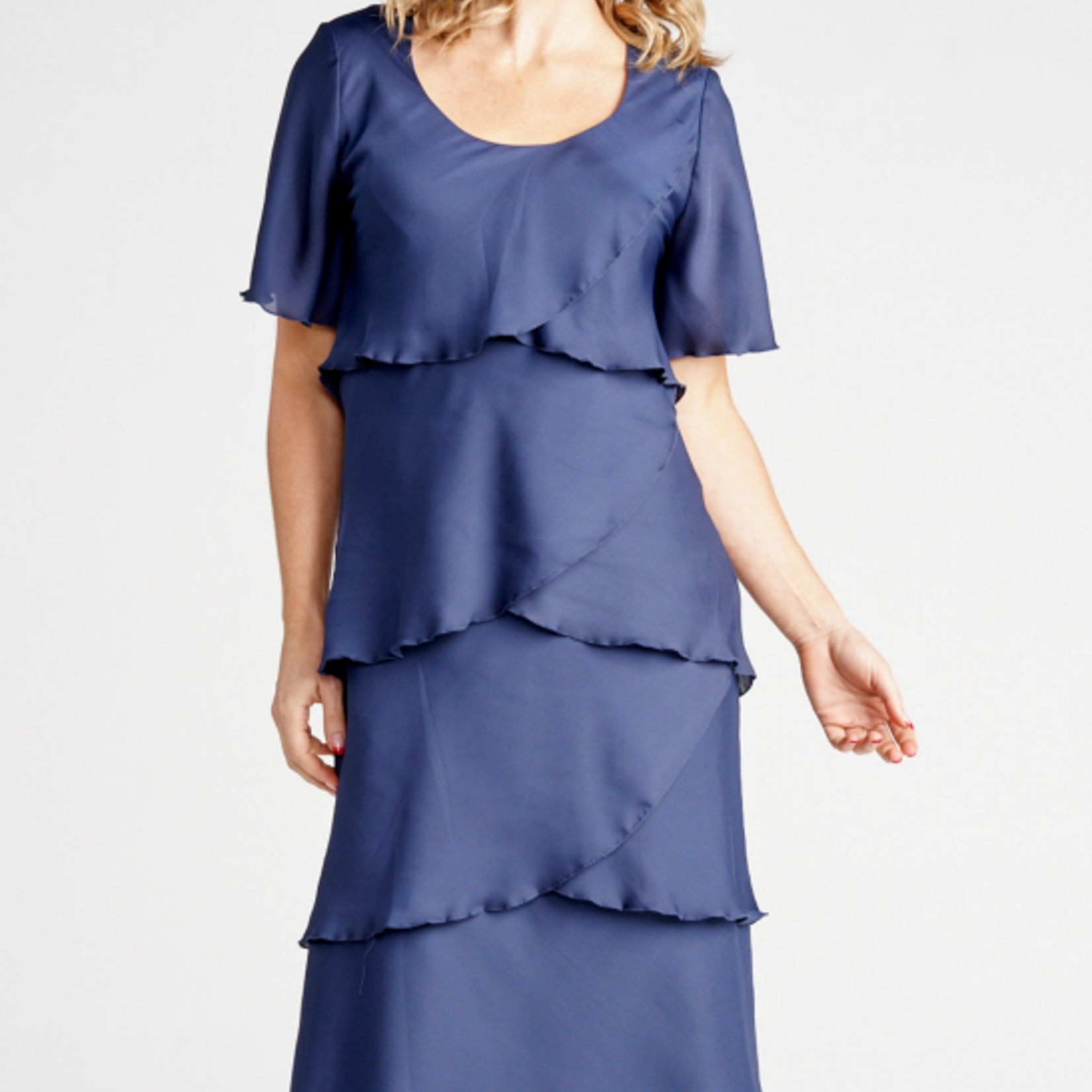 Vivid International Royal Blue Layered Short Sleeve Dress